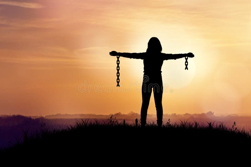 Woman With Broken Chains Stock Image Image Of Happiness