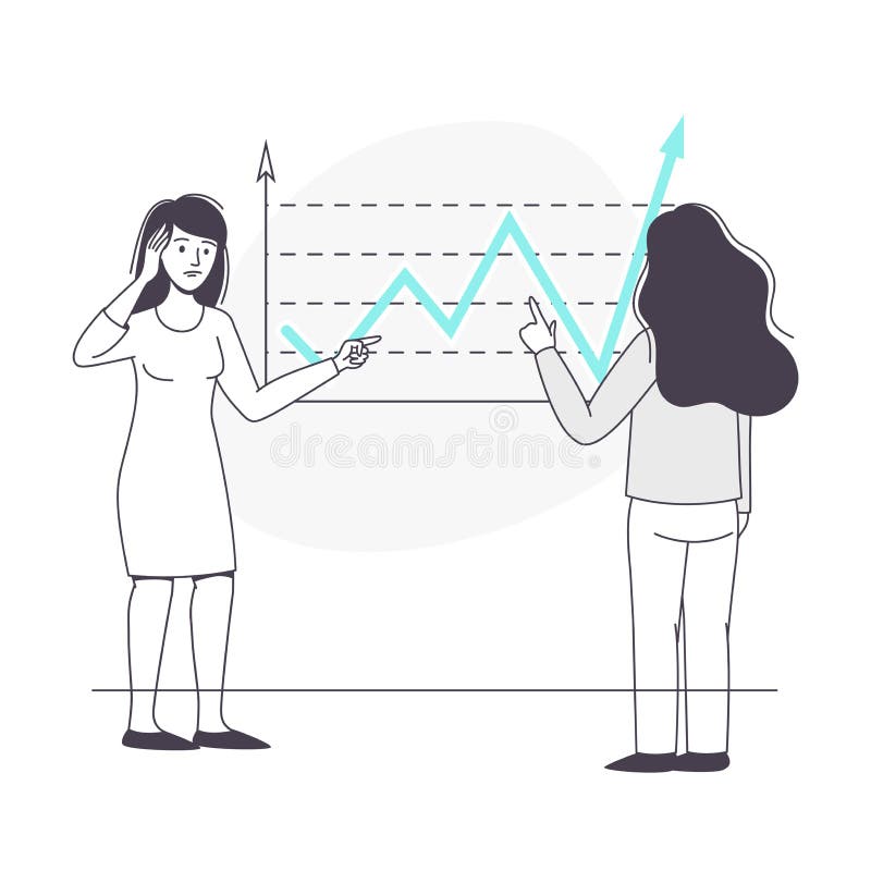 Woman Business Character Standing Near Graph Discussing Strategy and Idea Vector Illustration stock illustration