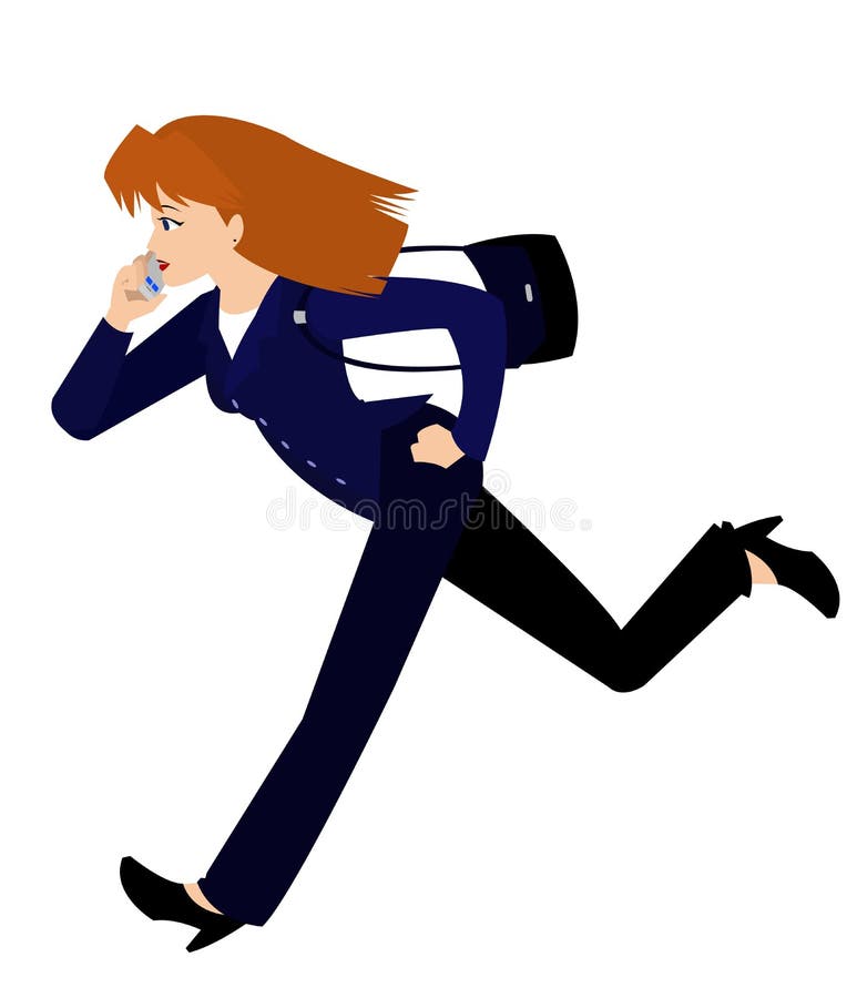Woman in Business Suit Running vector illustration
