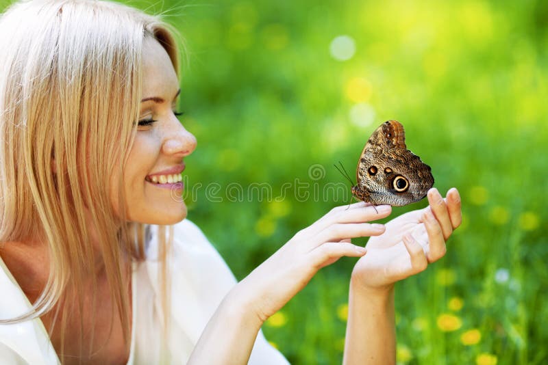 Woman and butterfly