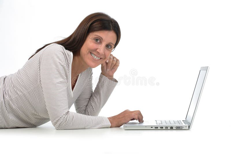 Woman buying online royalty free stock photo