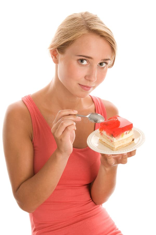 Woman with cake stock photo. Image of fruity, food, desserts 19608068