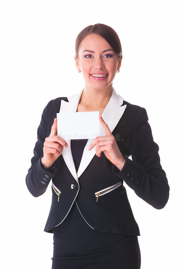 Woman with card stock photo. Image of female, 28749150