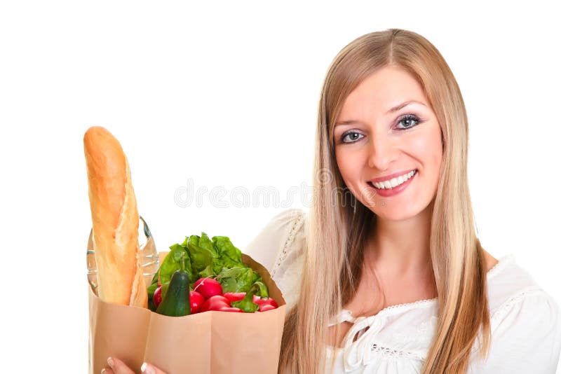 Woman Carrying Bag Of Groceries Stock Photography Image 18519362