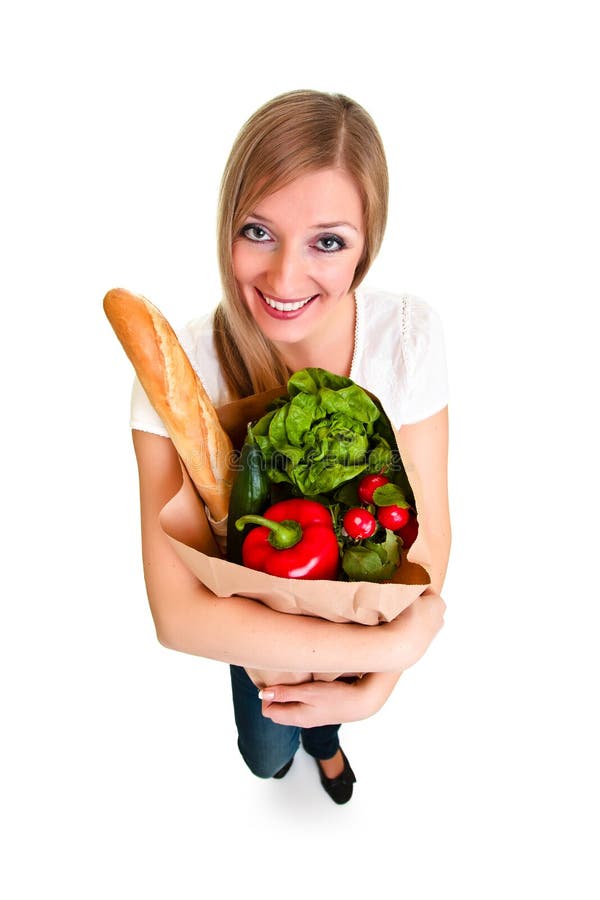 Woman Carrying Bag Of Groceries Picture. Image 18519375