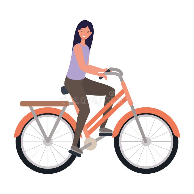 Woman Cartoon Riding Bike Vector Design Stock Vector - Illustration of bike,  vector: 192637602