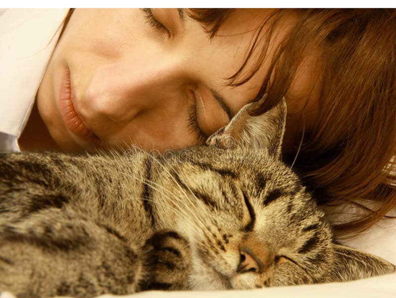 Woman with cat stock photography Woman with cat stock photography