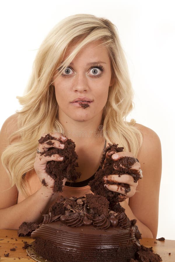 Woman caught with hands in cake