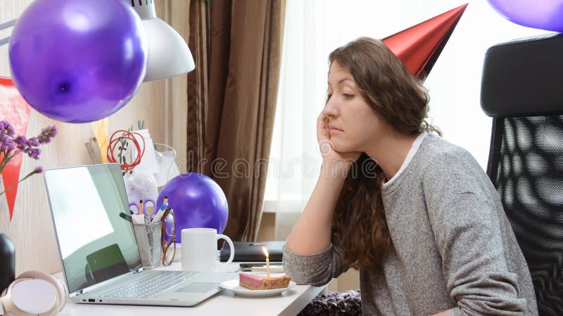 Woman celebrating birthday from home royalty free stock images Woman celebrating birthday from home royalty free stock images
