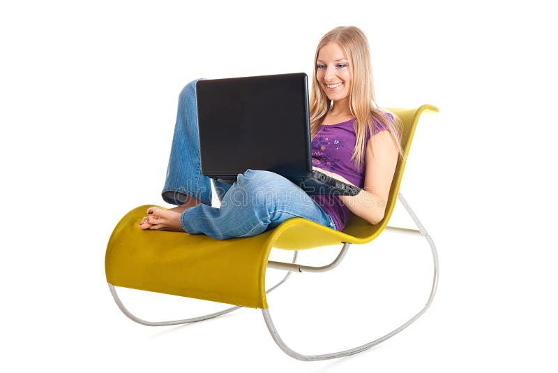 Woman on chair with laptop