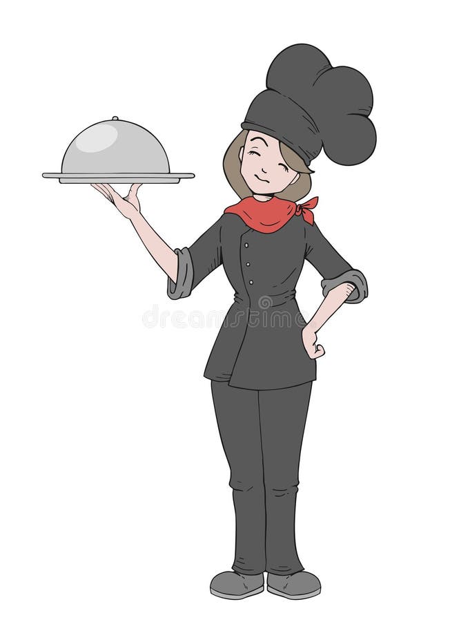 Woman chef draw royalty free illustration