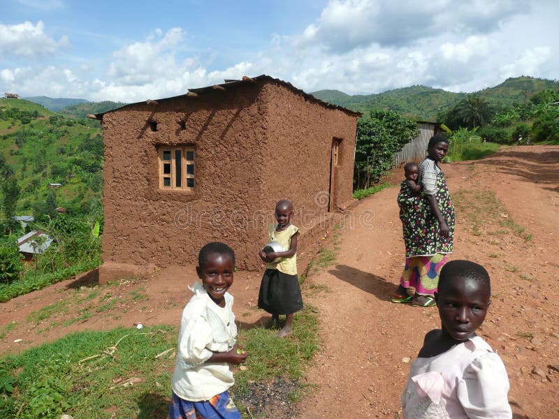 Woman and Children on Burundi Road stock photo Woman and Children on Burundi Road stock photo