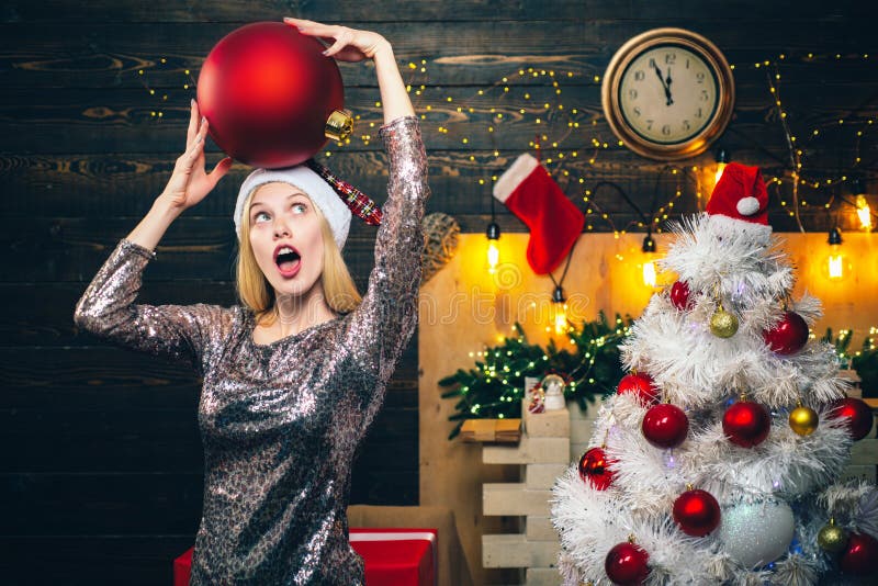 Woman Christmas Happy Emotion Woman With Christmas Present T