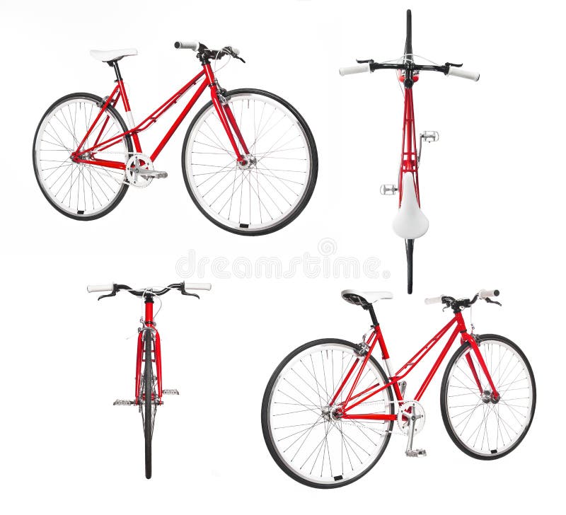 Woman city bicycle from four view isolated royalty free stock image Woman city bicycle from four view isolated royalty free stock image