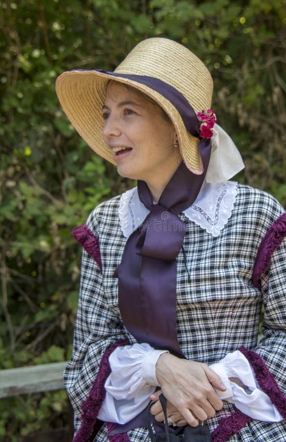 Woman in Civil War Era dress during Civil War Reenactment at Duncan Mills on July 14, 2014