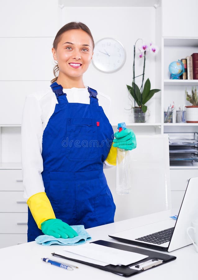 Woman Cleaning at Company Office Stock Photo - Image of lifestyle ...