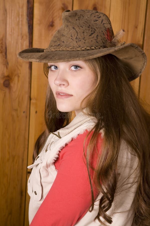 Woman close up with brown hat