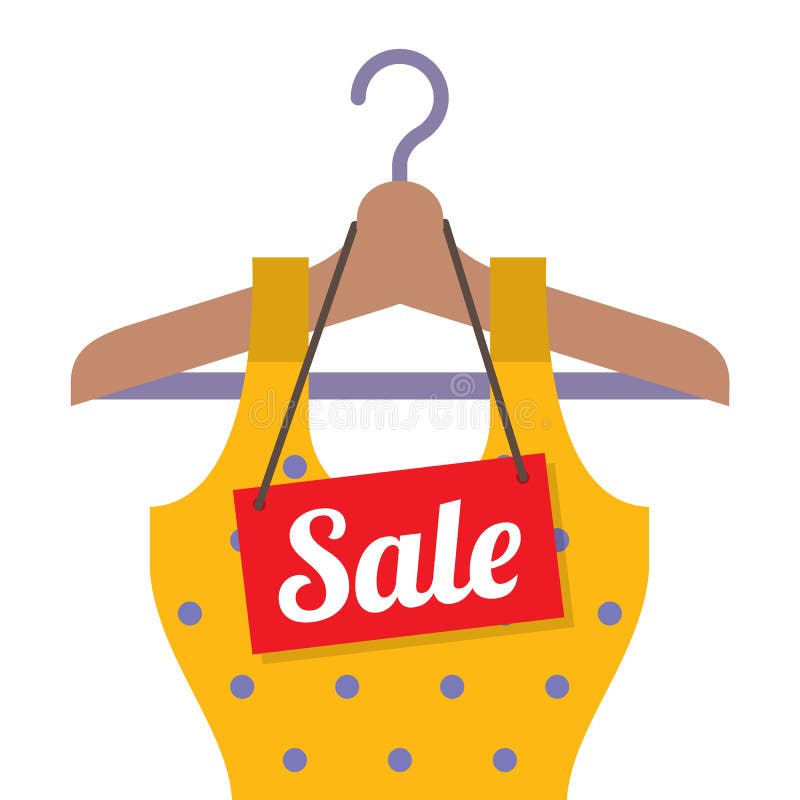 Woman Clothes on Hanger with Sale Tag Stock Vector - Illustration of ...