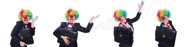 Woman clown businesswoman isolated on white stock image Woman clown businesswoman isolated on white stock image