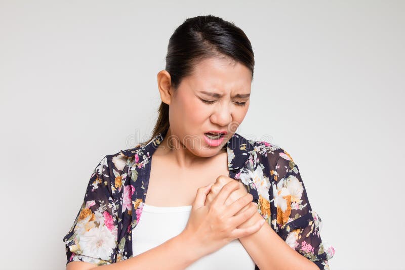 Woman is Clutching Her Chest Stock Image Image of diseased, injury