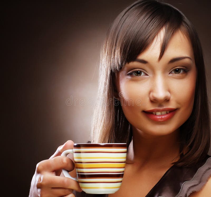 Woman with an Aromatic Coffee in Hands Stock Photo Image of girl, drink 23541486