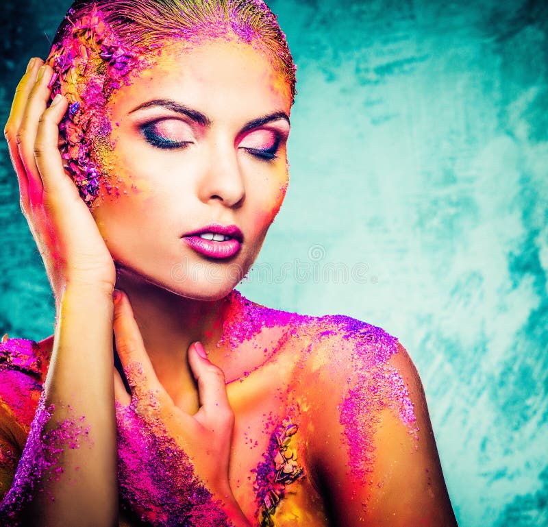 Woman with Colourful Body Art Stock Photo - Image of fantasy, paint