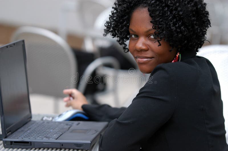Woman with computer royalty free stock photos
