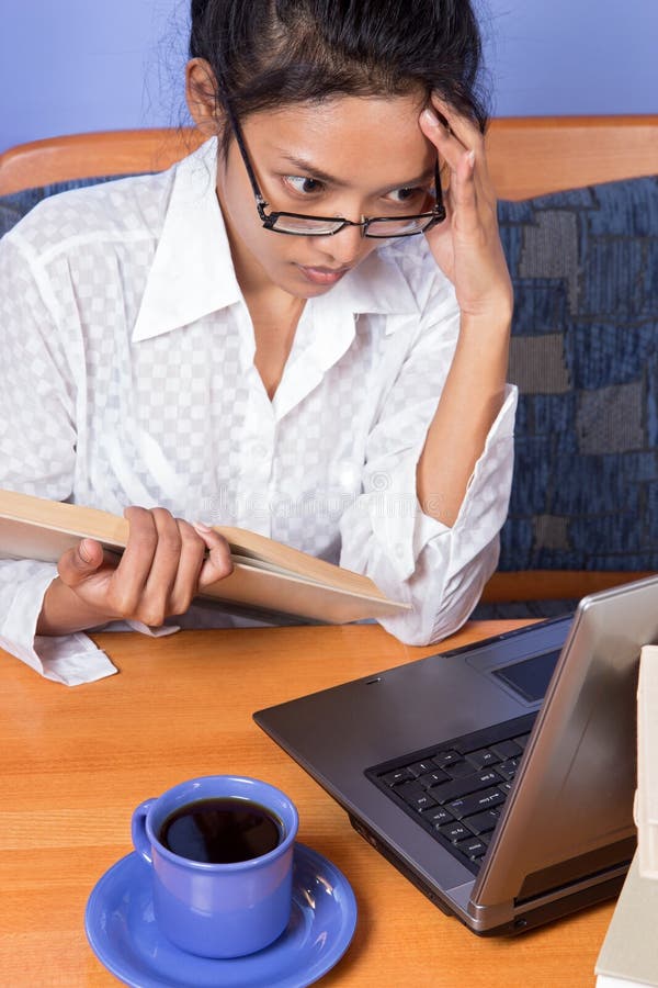 Woman with computer stock image
