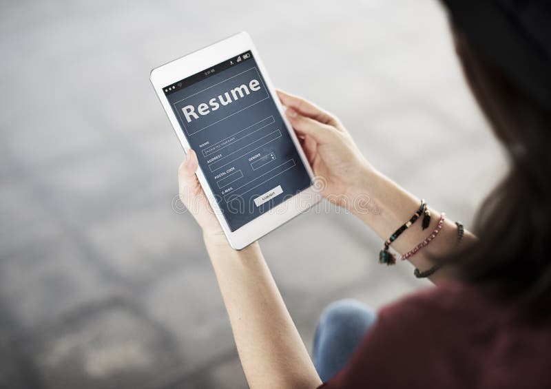 Woman Connection Mobile Job Online Application Concept stock photography