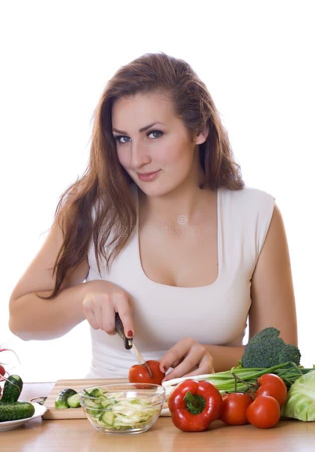 Woman cooking healthy food