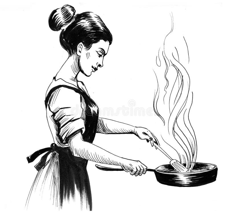 black woman cooking clipart