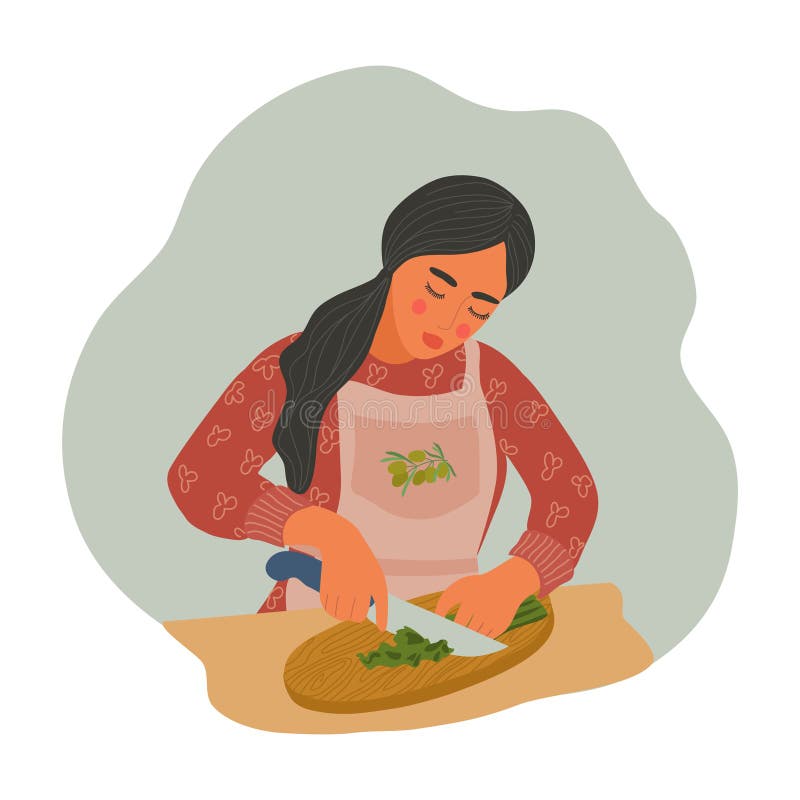 Cartoon Girl Cooking Food Woman Cooking Cartoon Stock Illustrations 5 495 Woman 