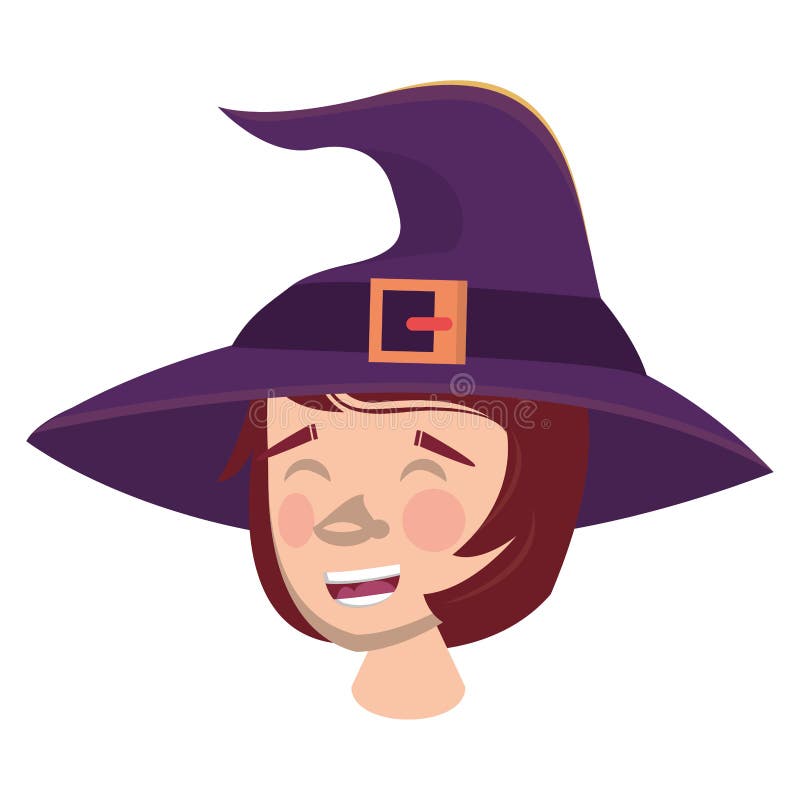 Woman with Costume of Witch Head Character Stock Vector - Illustration ...