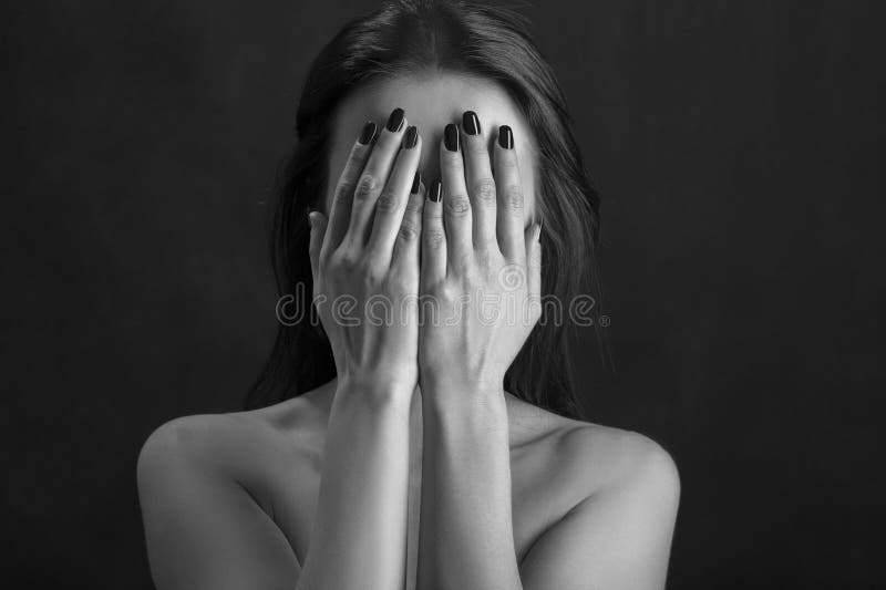 Woman cover face stock image. Image of sadness, woman 88484367
