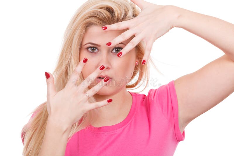 Woman Covering Her Face with Hands Stock Image - Image of expression ...