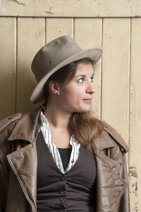 Leather Cowboy Hat Hanging on an Old Door Stock Image Image of