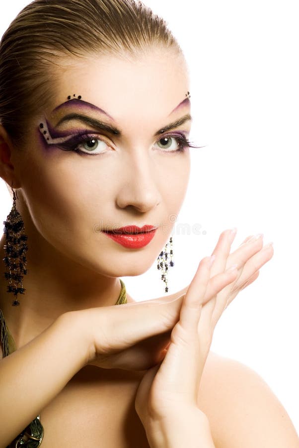 Woman with Creative Make-up Stock Image - Image of body, eyeshadow: 4527589