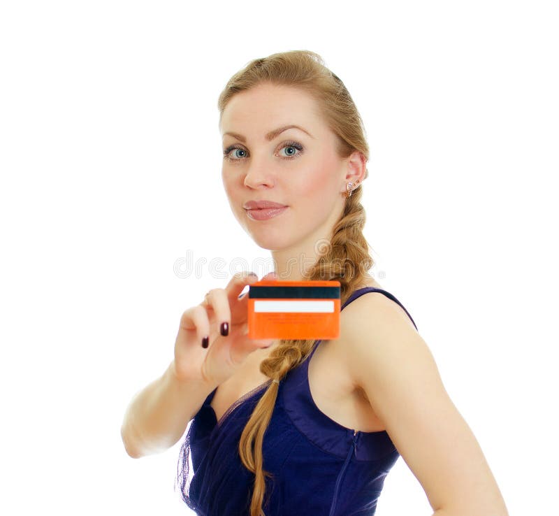 Woman with credit card. stock image. Image of caucasian 27758101