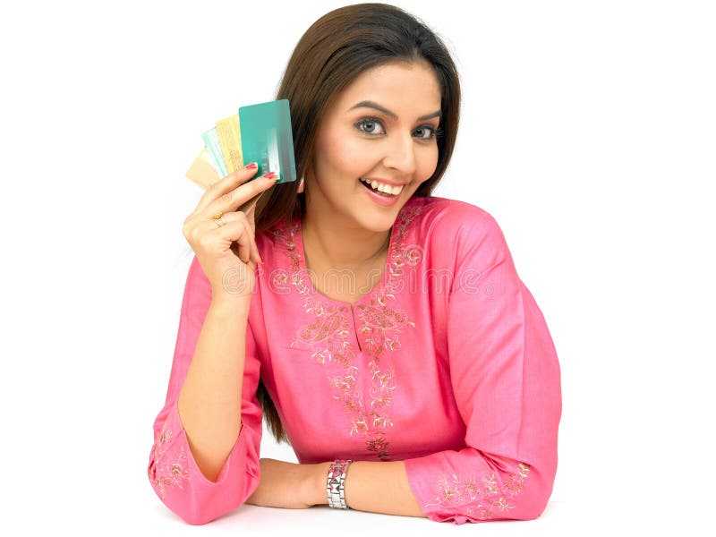 Woman with credit cards