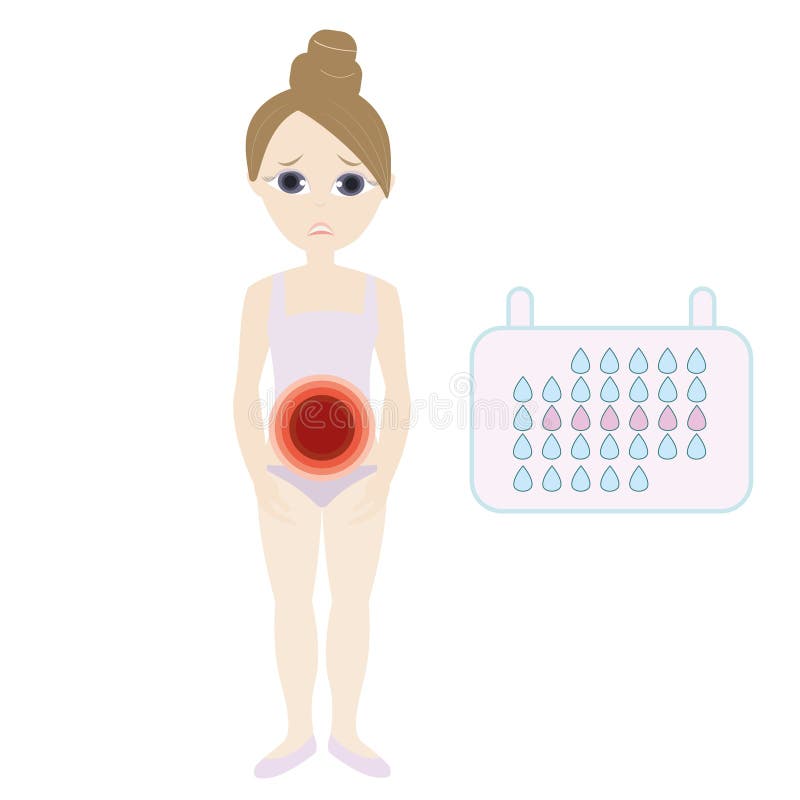 Woman Critical Days, Menstruation Cycle, Great for Health Concept. Menstrual  Pain Character Girl Stock Vector - Illustration of info, period: 76562005