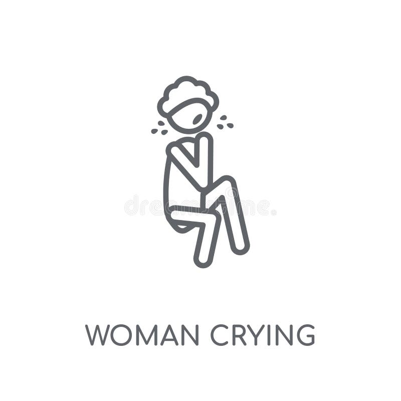 Woman Crying linear icon. Modern outline Woman Crying logo conce vector illustration Woman Crying linear icon. Modern outline Woman Crying logo conce vector illustration