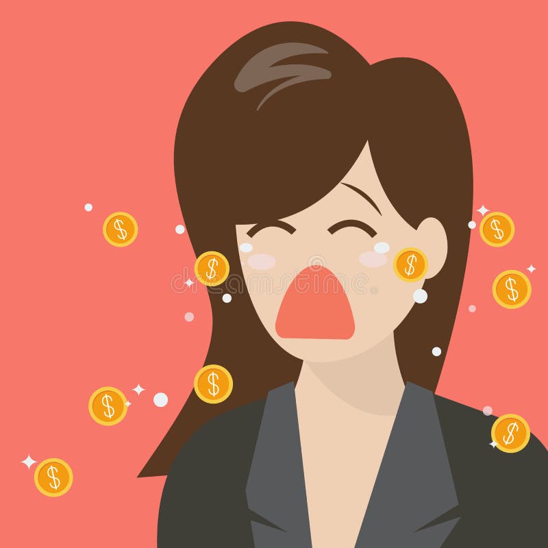 Woman crying out in money tears