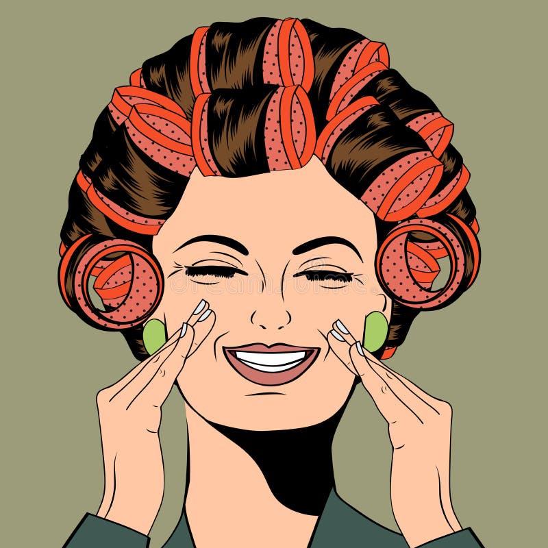 Woman with curlers in their hair