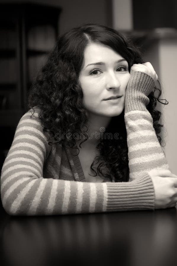 Woman with curly hair