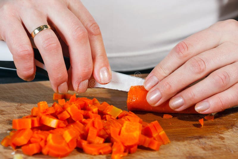 Woman cutting vegetables stock photo. Image of family 40525618