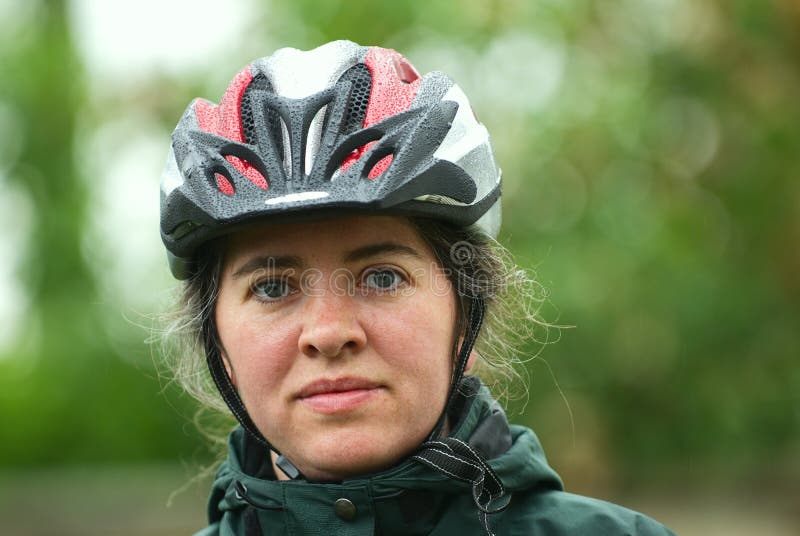 Woman in cycle helmet stock photo. Image of sport, looking 5251202