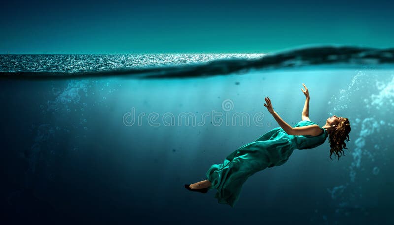 Woman Dancer in Clear Blue Water Stock Photo - Image of beauty, fashion ...