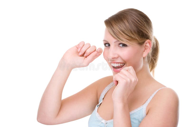 Download Woman with dental floss stock image. Image of massage - 9346349