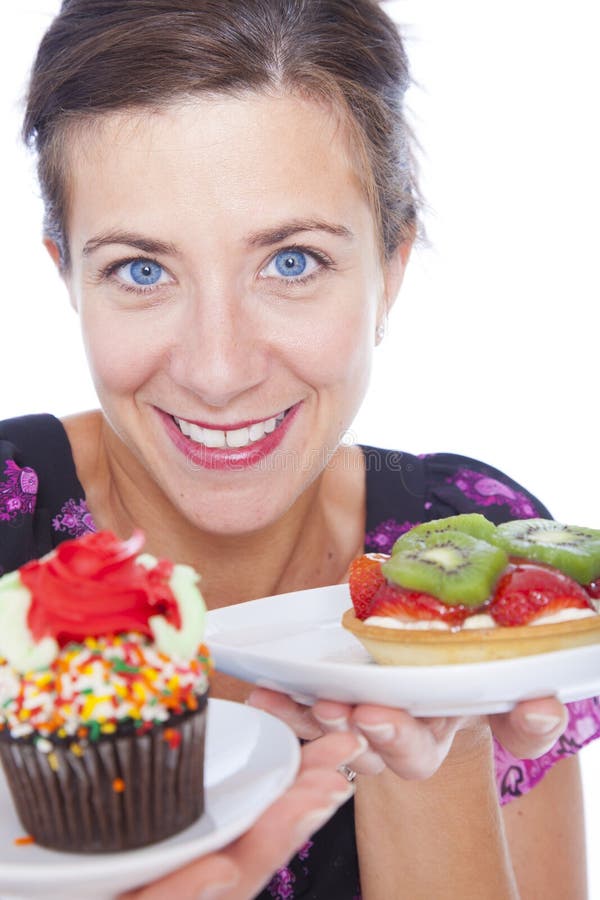 Woman with tart stock photo. Image of food, kiwi, isolated 19995804