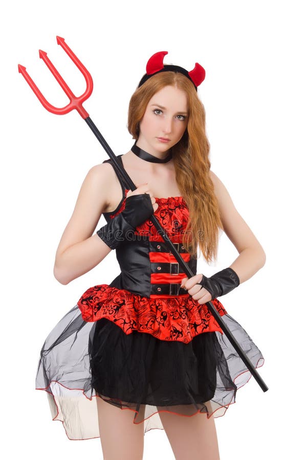 Woman devil with trident stock photo. Image of horn, horror - 42392822